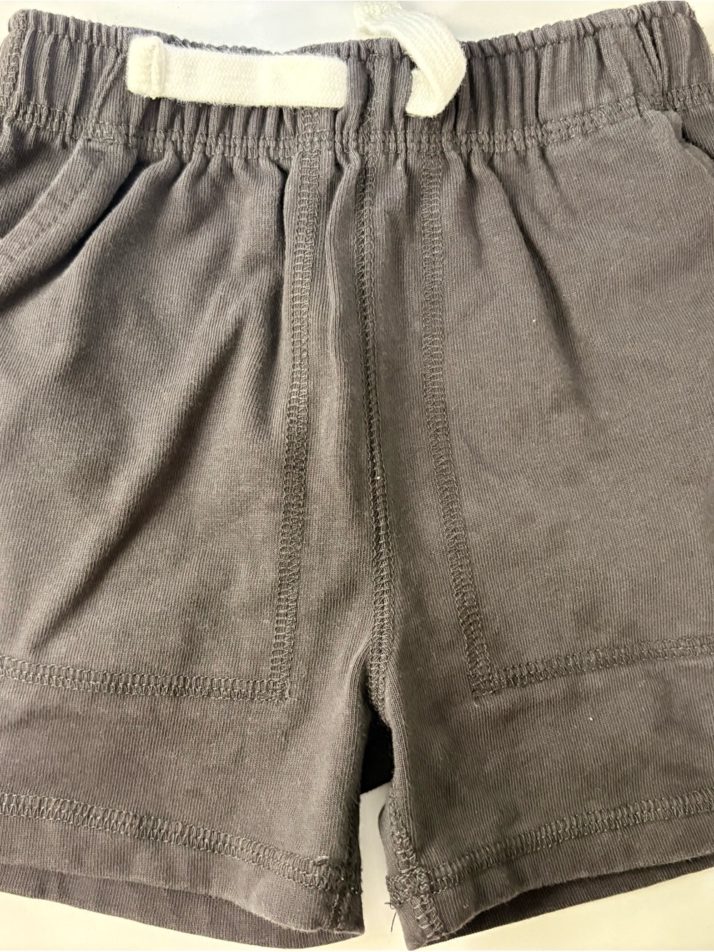 Roots Gray Elastic Waist Athletic Shorts with White Drawstring